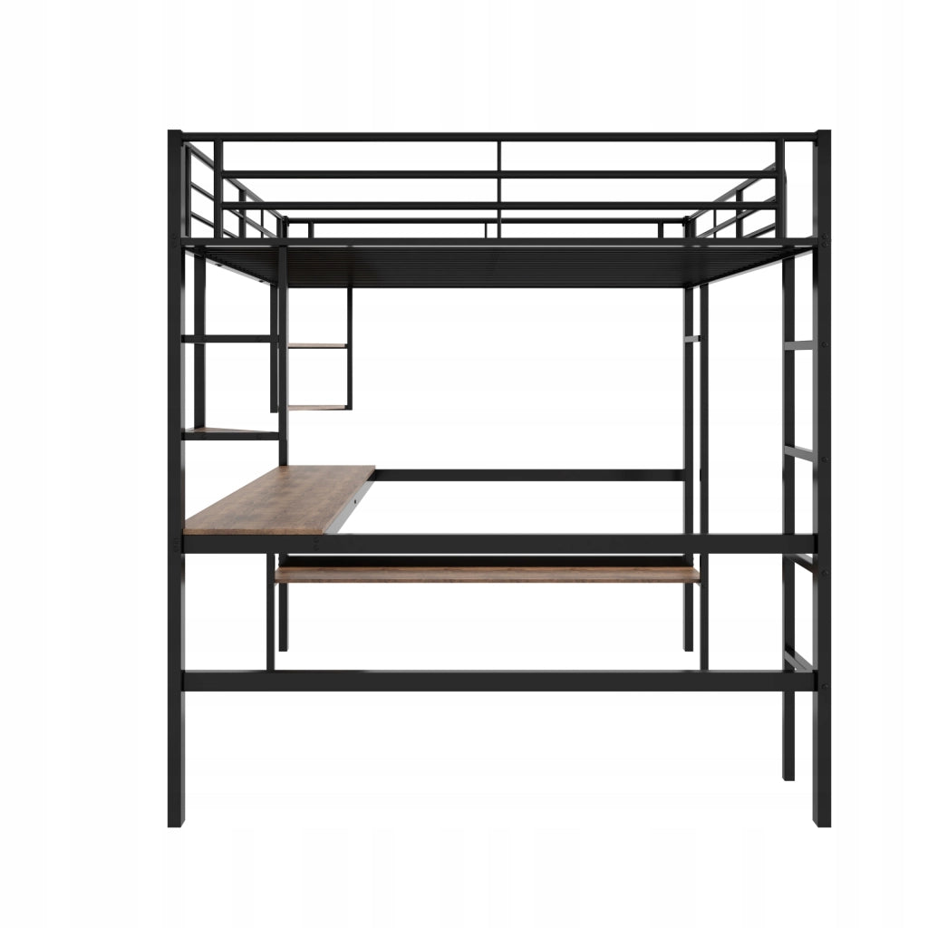 Letto a castello 140x200 - Xylo - Nero con scrivania e scaffale
