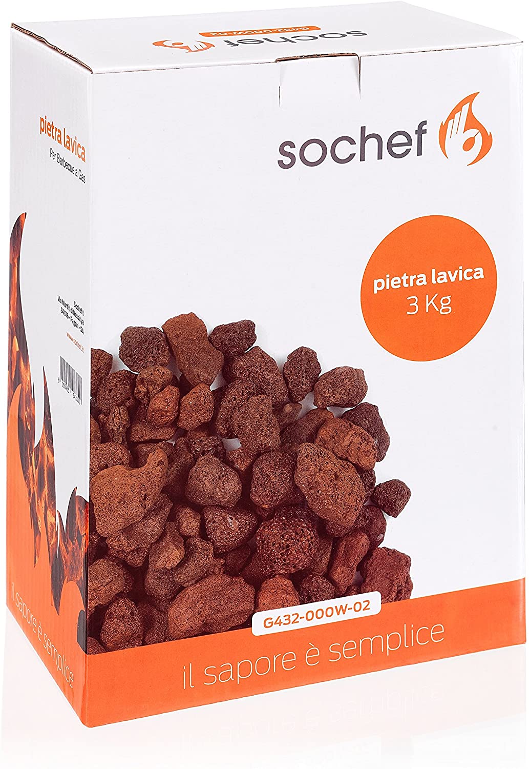 Pietra Lavica in Sacchetto 3 kg per Barbecue a Gas GPL Sochef