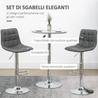 Set 2 Sgabelli con Schienale 42x45x89-110 cm in Similpelle Grigio