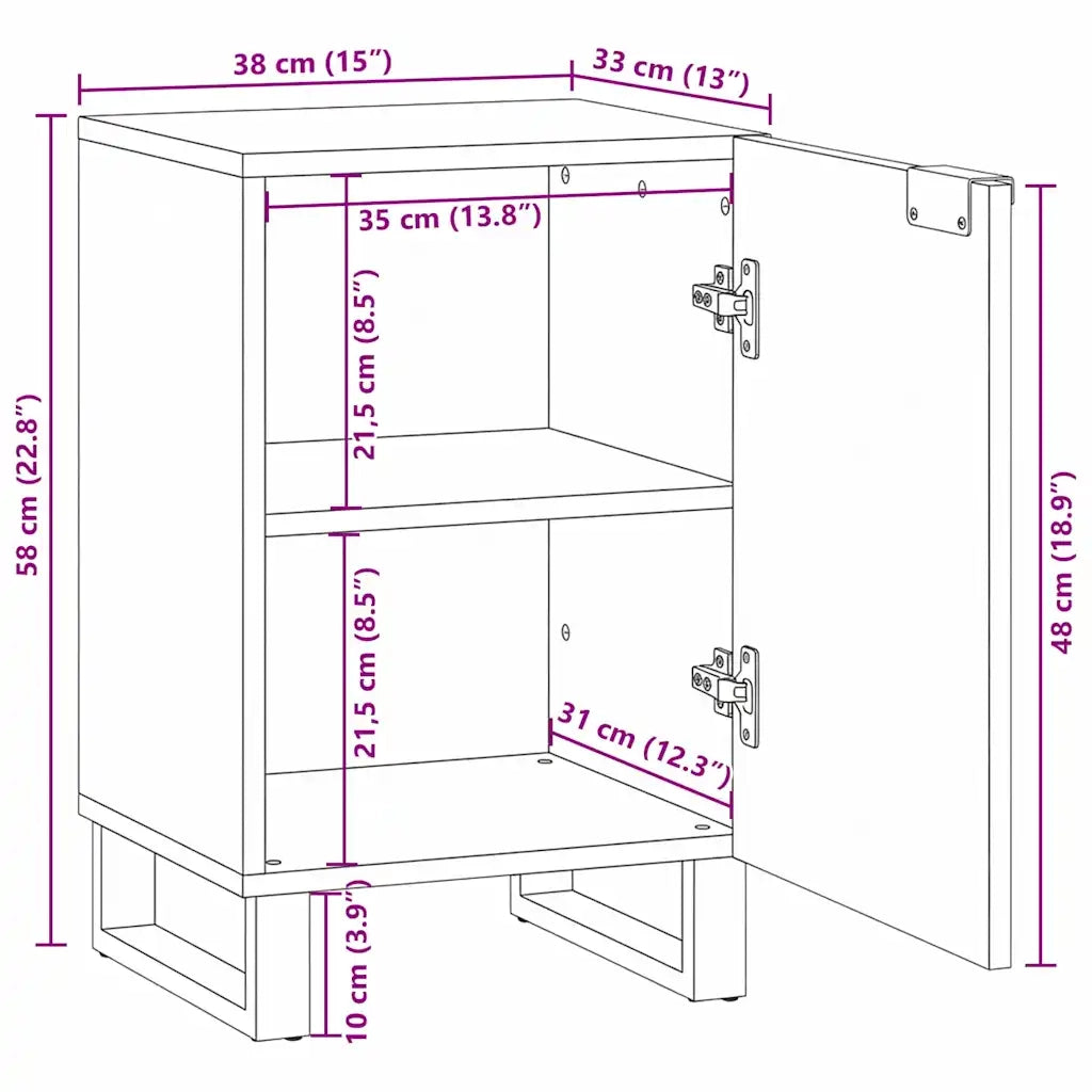 vidaXL Mobile da Bagno con porta Marrone e Nero 38 x 33.5 x 58 cm