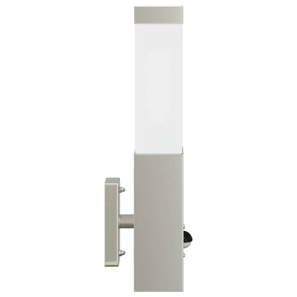 Moderna lampada da parete per esterni con sensore di movimento 10,5 x 6 x 33 cm acciaio inox argento 02_0056509