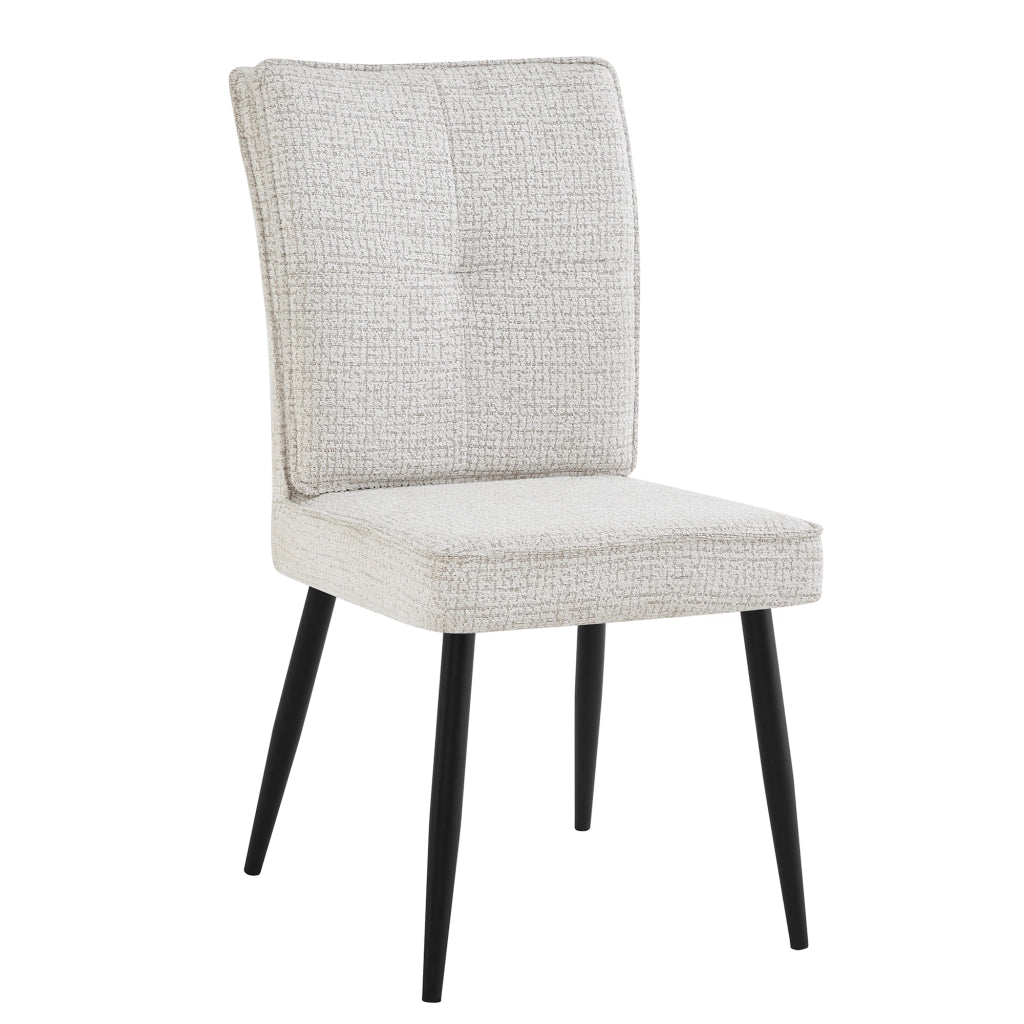 Sedie da Pranzo Set 2 Pezzi ¨C MINIMAL ¨C Gambe in Metallo, Velluto Houndstooth, Crema