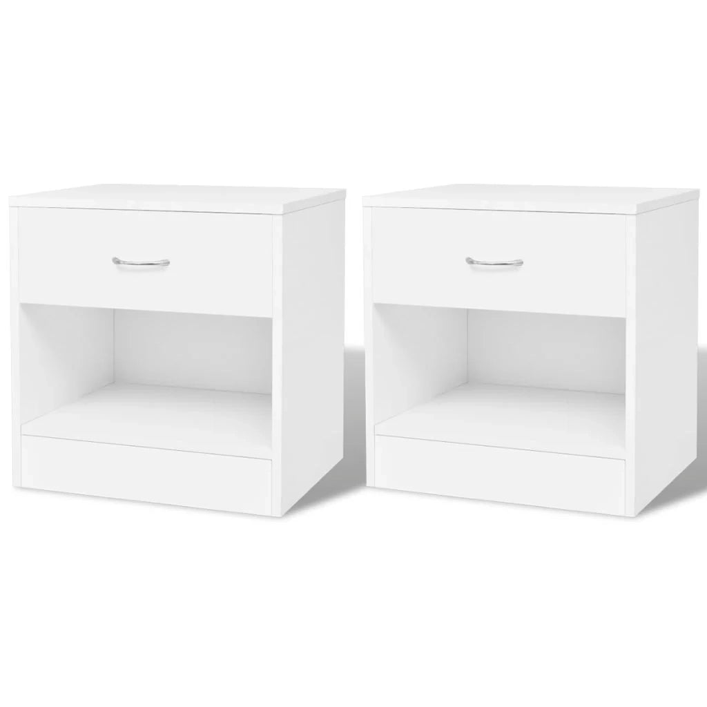 Set di 2 comodini comodini cassettiera mobili per camera da letto con cassetto bianco 1402141