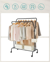 Appendiabiti doppio VALORA con ruote, nero HSR107B01