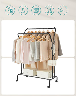 Appendiabiti doppio VALORA con ruote, nero HSR107B01