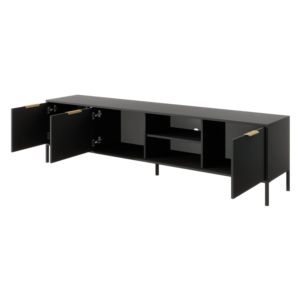 Kalasose, Mobile Porta tv 3 Ripiani, 203x40x53h cm Nero
