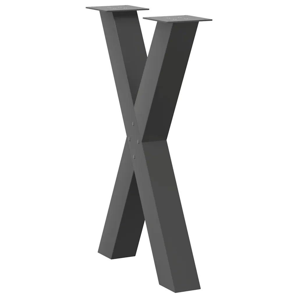Gambe per tavolo da pranzo a forma di X 2 pz Antracite 50x(72-73) cm Acciaio 4012970