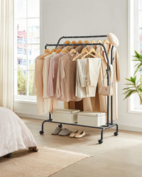 Appendiabiti doppio VALORA con ruote, nero HSR107B01