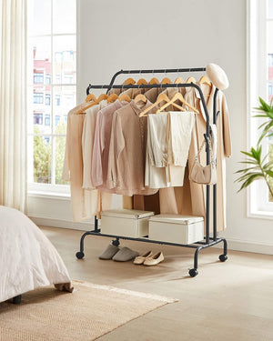 Appendiabiti doppio VALORA con ruote, nero HSR107B01