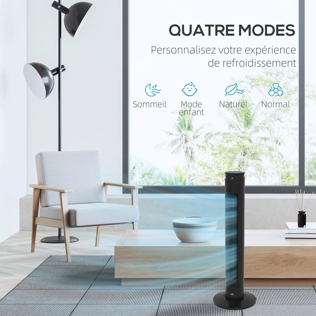 Ventilatore a torre con telecomando e timer ¨C zephmum ¨C 70¡ã oscillazione, 3 velocit¨¤, nero