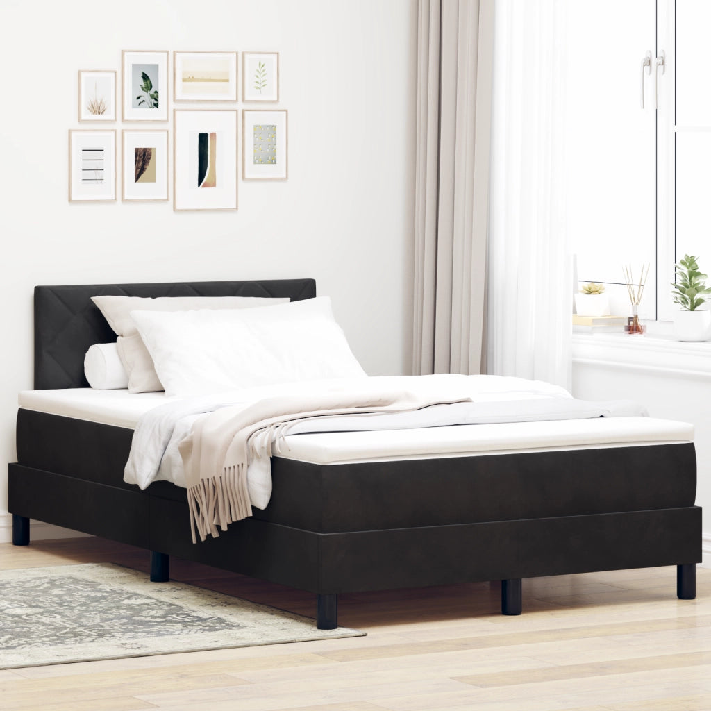Letto Box Spring con Materasso e LED Nero 120x190 cm Velluto
