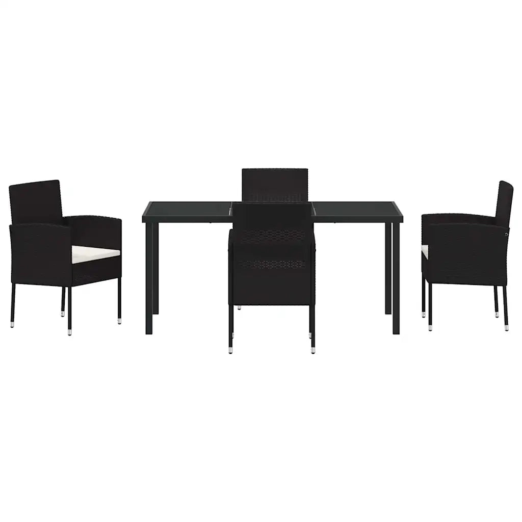 Set da Pranzo per Giardino con cuscino 5 pcs Nero polyrattan 3380053