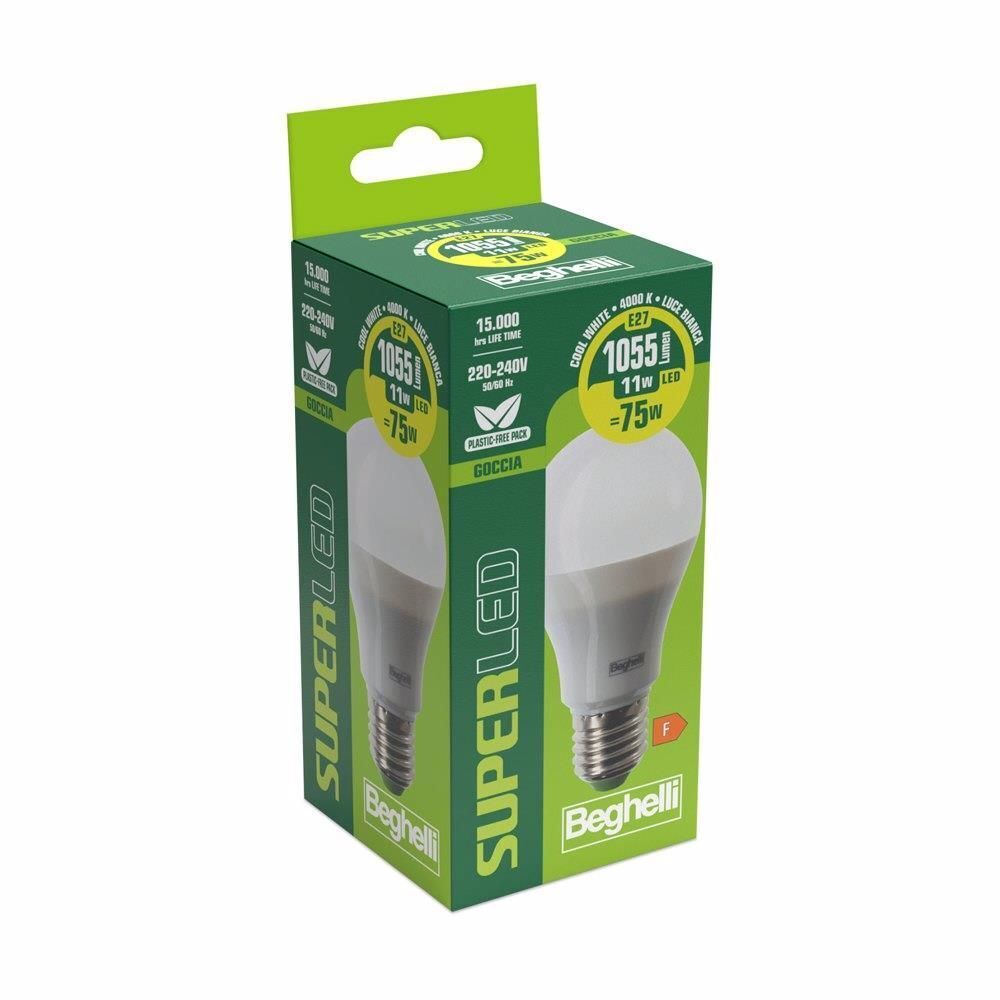 Beghelli SuperLED Lampadina a risparmio energetico Bianco neutro 4000 K 11 W E27 F