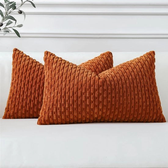 Set di 2 Coprisacco di Corduroy, Coprisacco Decorativo, Coprisacco morbido, Sacco Decorativo, Sacco per divano, Coprisacco boho decorativo, Coprisacco per divano, per camera da letto, per soggiorno (Karamel, 40 x 60 cm)