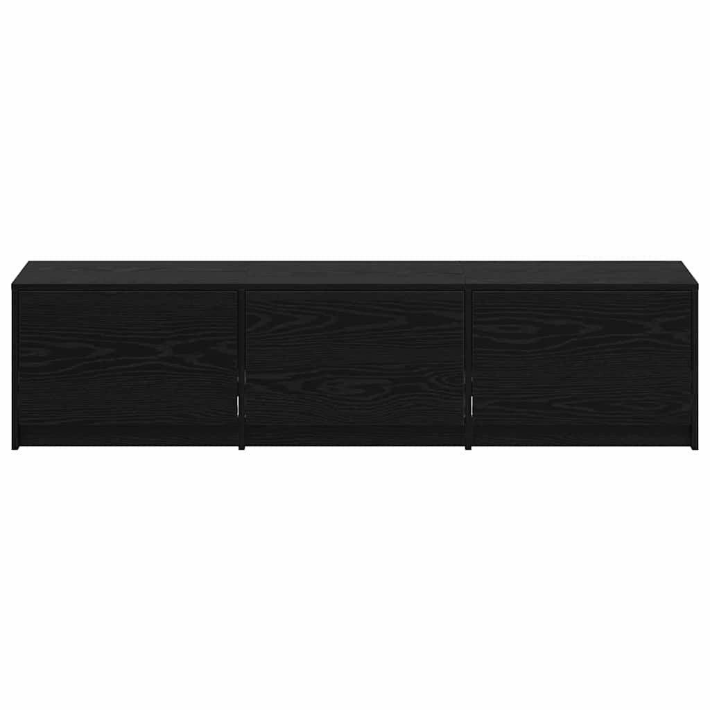 Mobile TV rettangolare moderno con cassetto e accogliente illuminazione LED ambientale 162 x 34 x 40 cm realizzato in legno ingegnerizzato di rovere nero 02_0056330
