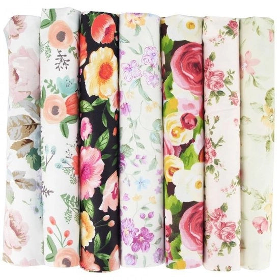 Set di tessuti patchwork da 7 - Tela di cotone 50 x 50 cm - Tessuto manuale - Quilting - Scrapbooking - Respirante e soffice - Tessuti