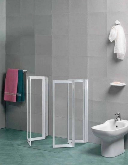 Box Doccia 3 lati a Scomparsa in Acrilico e Telaio in Alluminio Bianco - Misura: 75 x 75 x 75 x h100