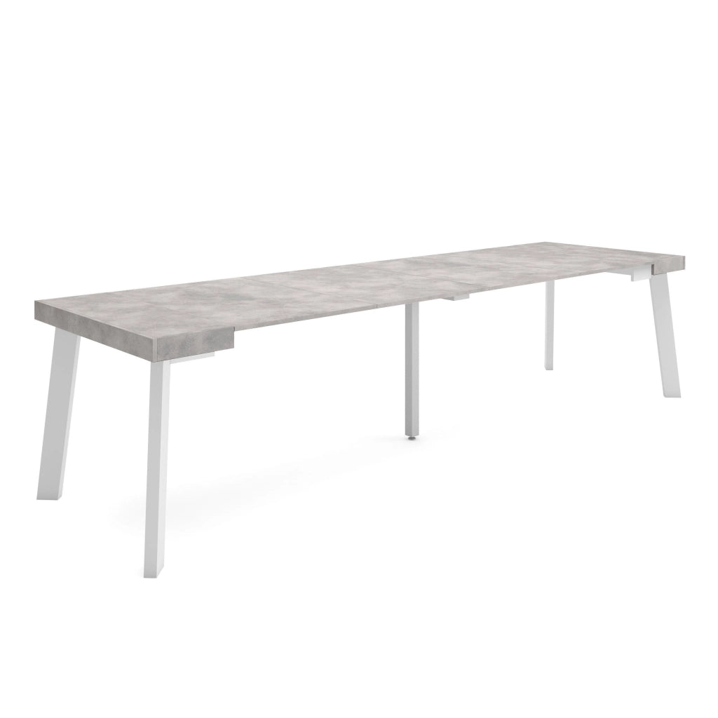 Consolle allungabile, 302x90x73cm, Per 14 persone, Gambe in legno, grigio cemento RF3105