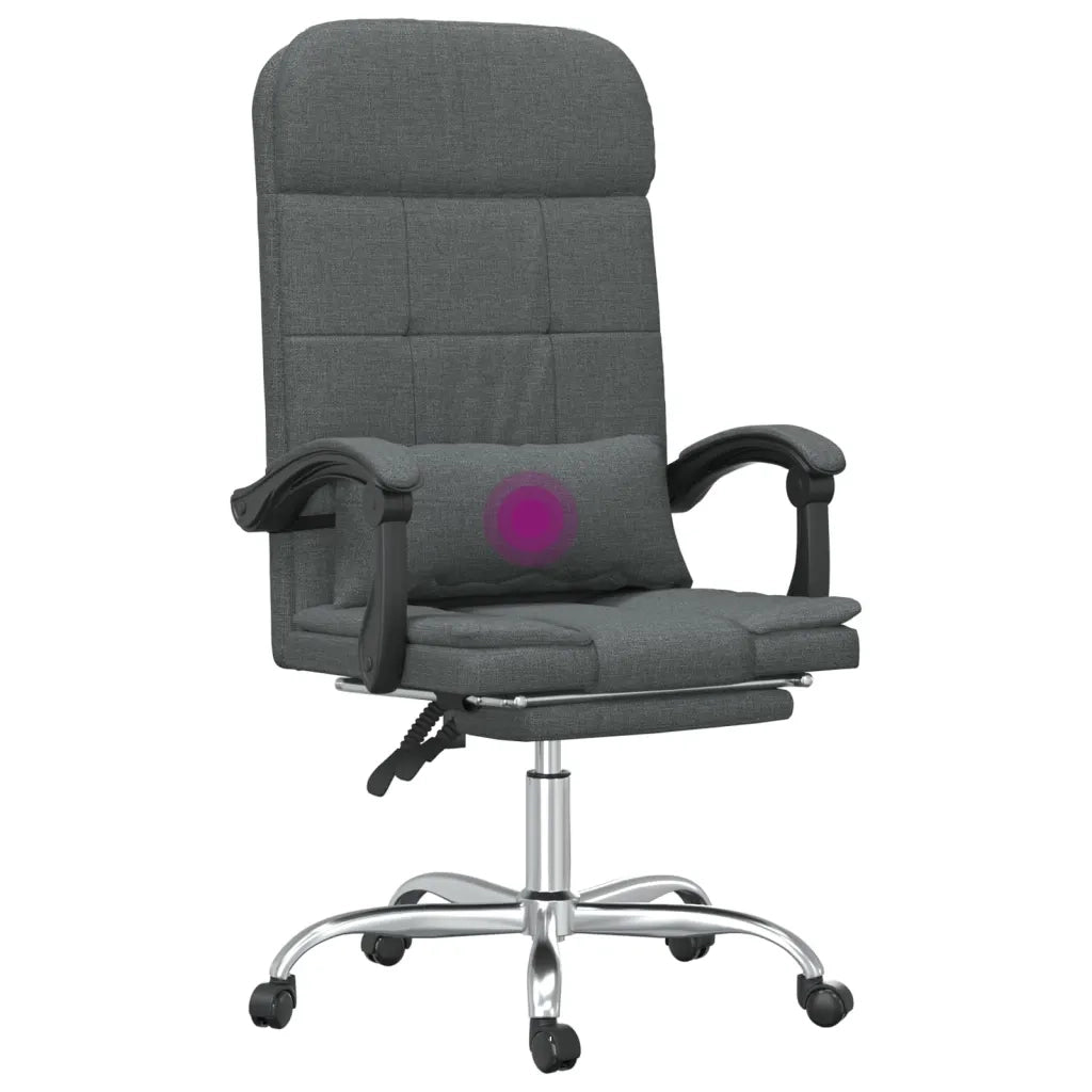 Sedia da Ufficio | Sedia da Gaming Massaggio Reclinabile Grigio Scuro in Tessuto