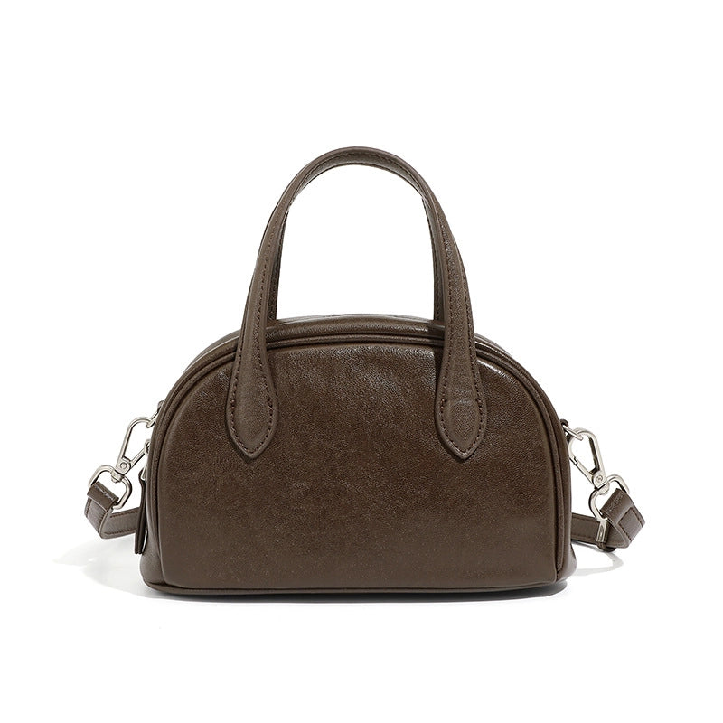Borsa a tracolla da donna in vera pelle, marrone.
