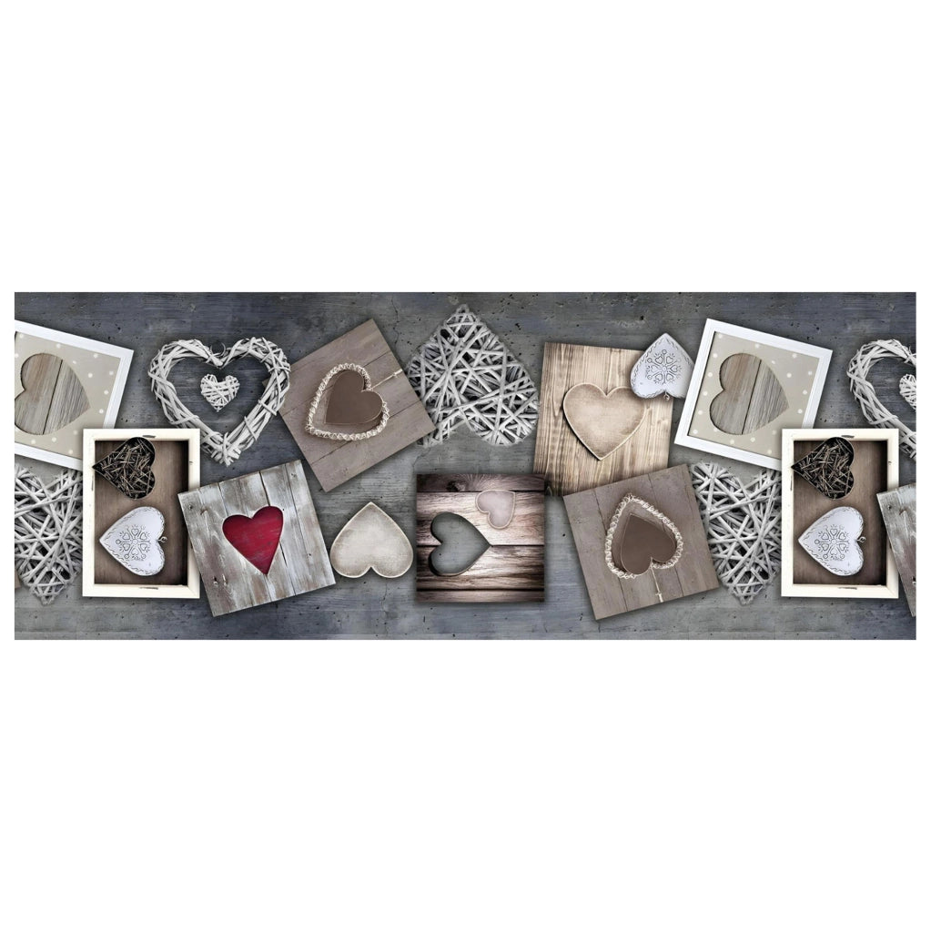Tappeto passatoia fantasia made in Italy antiscivolo lavabile aderente Dis24 Cuori - 50x150cm