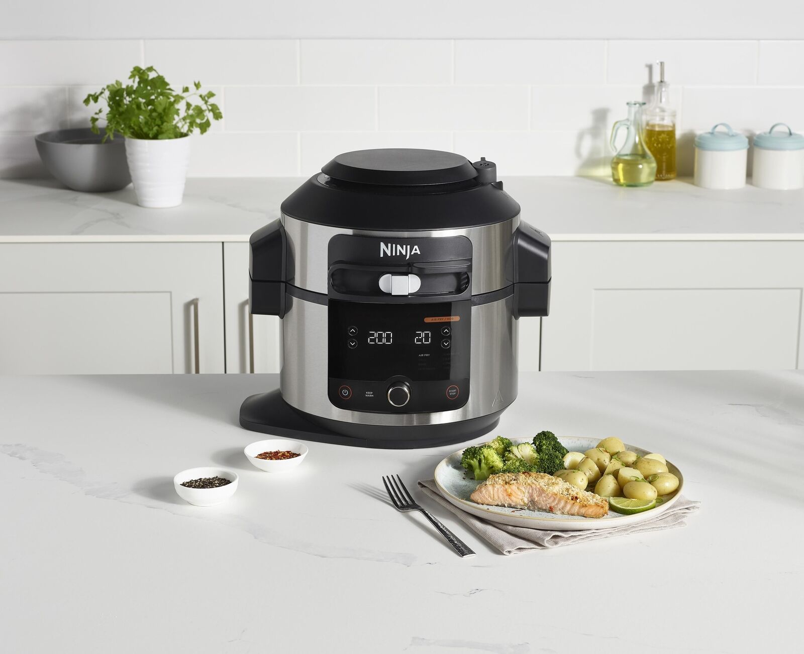 Ninja OL550EU apparecchio multi-cottura 6 L 1460 W Nero, Acciaio inox