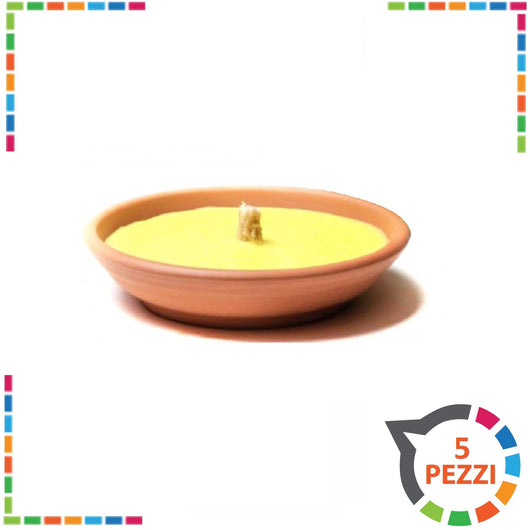 Fiaccole alla citronella 5 pz candele uso esterno vaso coccio zanzare giardino