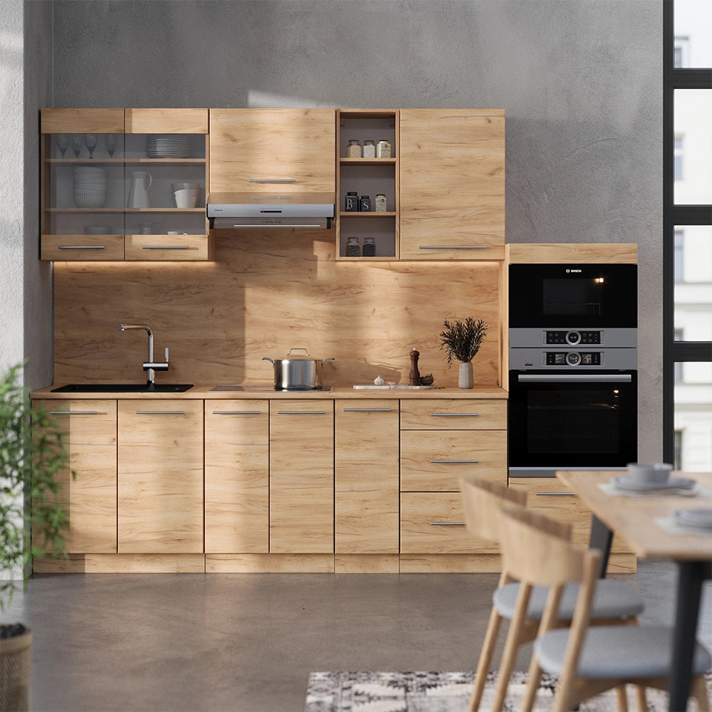 Vicco Cucina componibile Quercia dorata 280 cm , PL Marmo