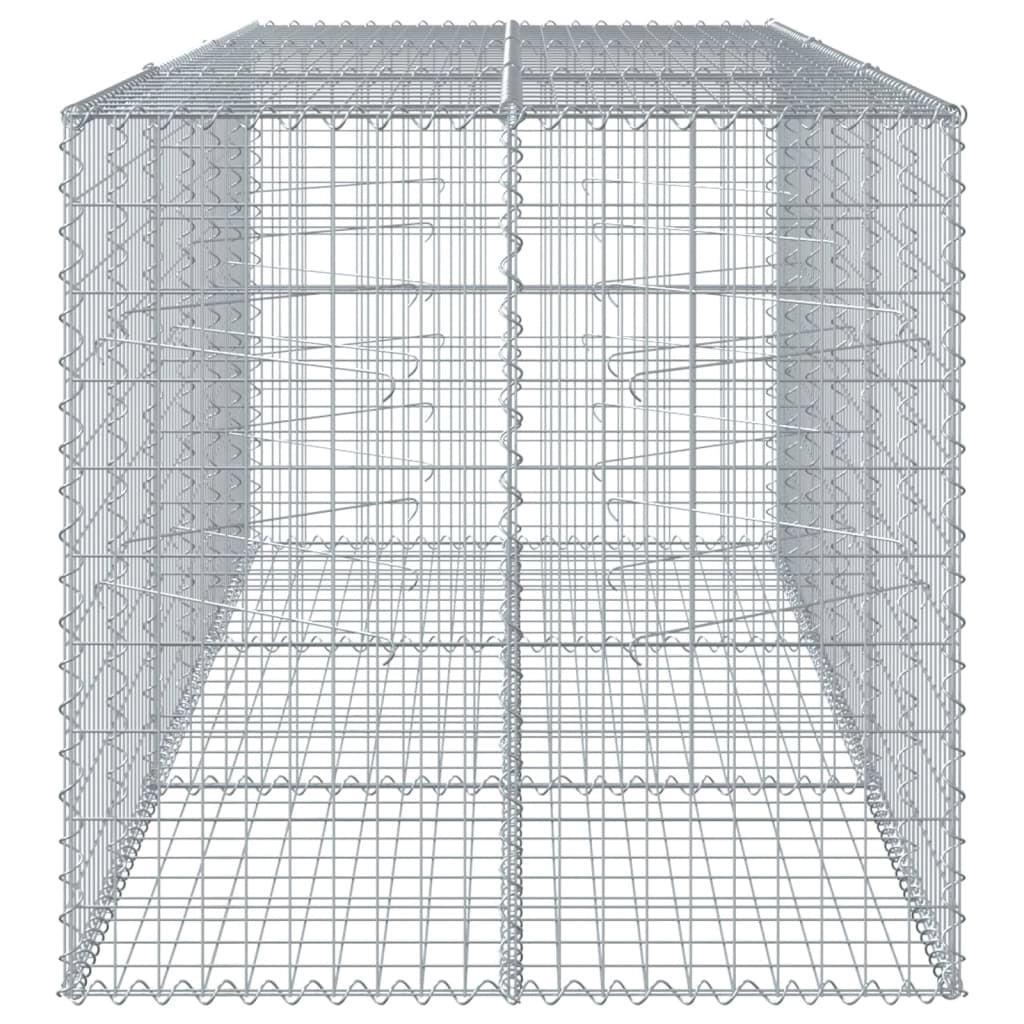 Gabbione recinto a gabbia muro di contenimento con coperchio 300 x 100 x 100 cm ferro zincato argento 02_0040149