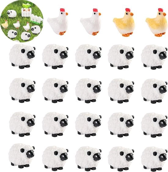 20 Mini Figure di Capra per Giardino - 4 Pezzi Decorativi di Capra - Figure di Capra in Resina Acqua-Resistente - Decorazione per Giardino con Paesaggio di Muschio e Fata - Per Appassionati di Capre - Attività di Fai da Te.