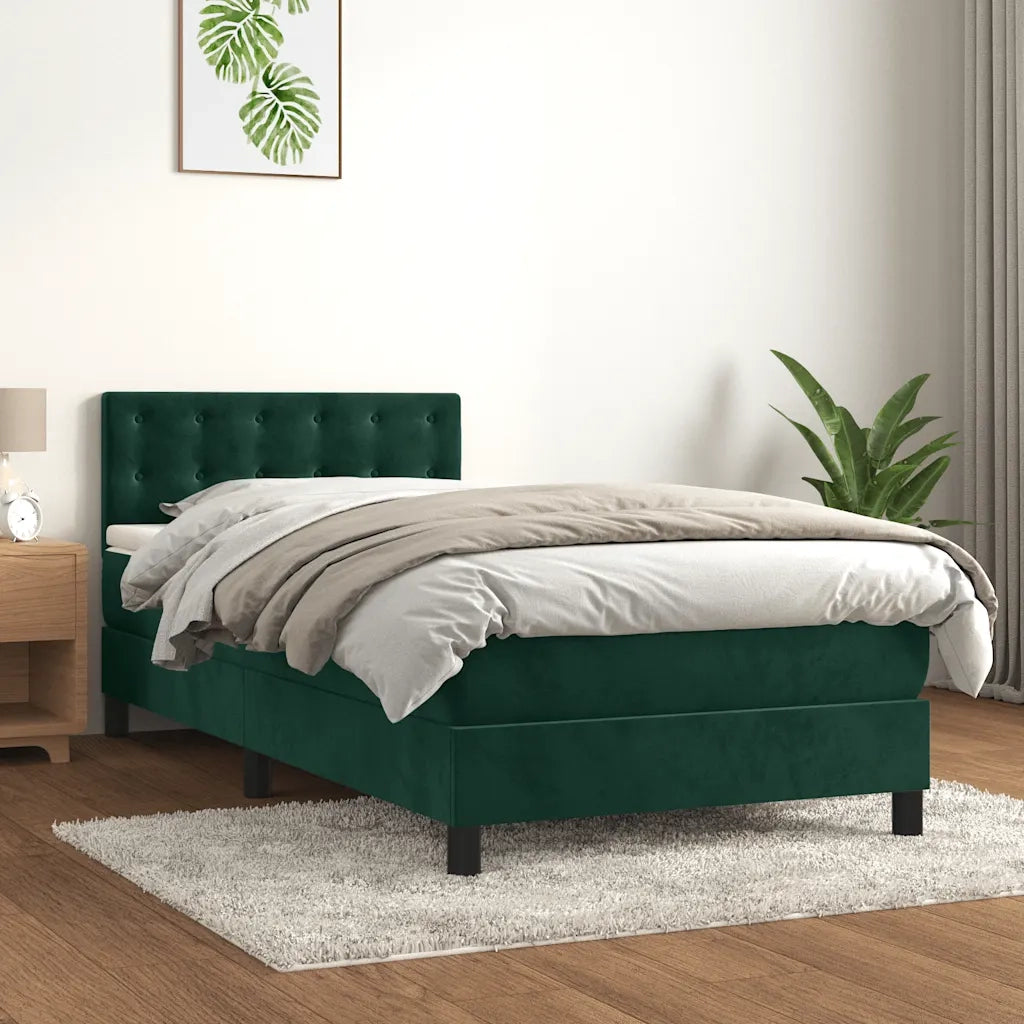 Giroletto a Molle con Materasso Verde Scuro 80x200 cm Velluto 3141512
