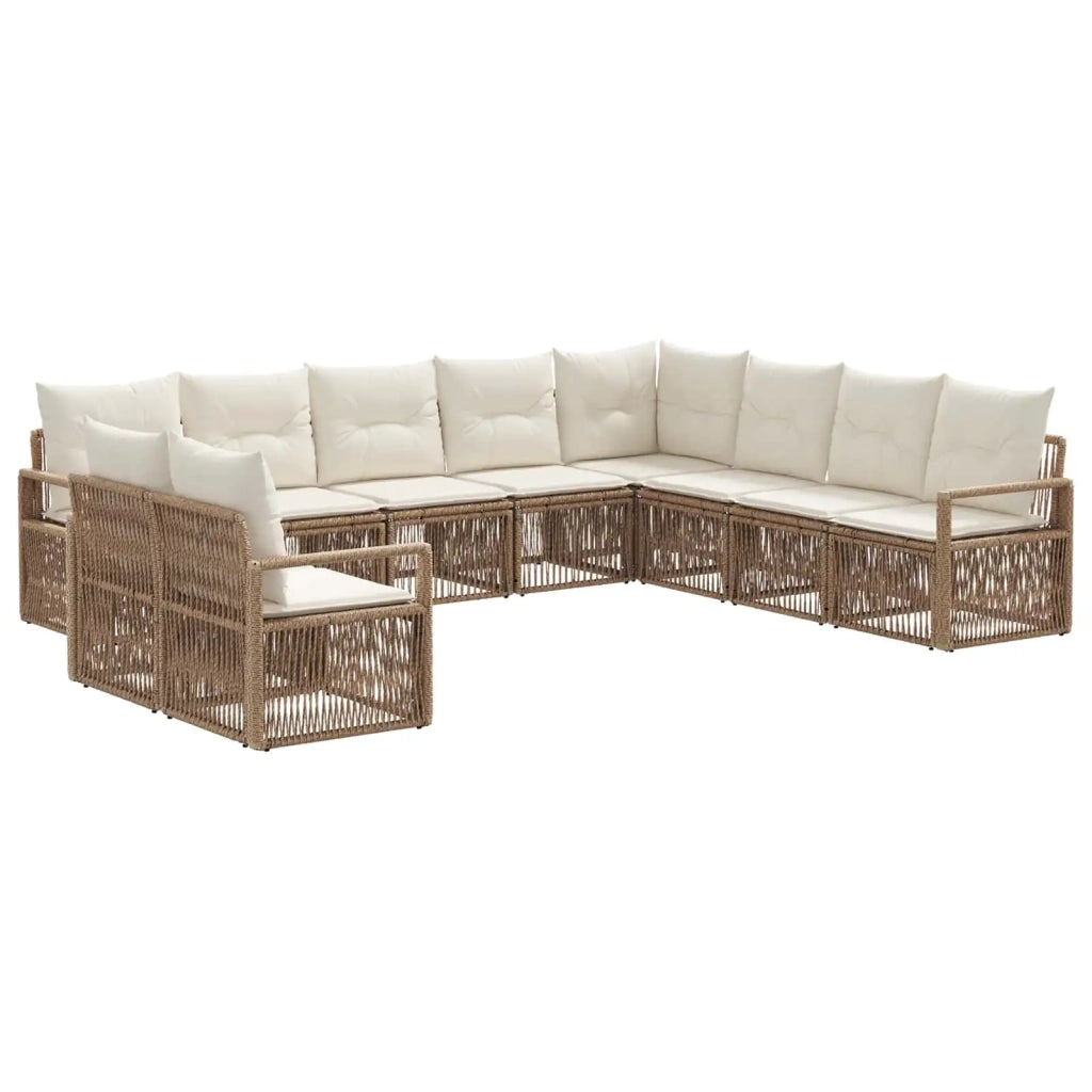 Set Divano da Giardino 10 pcs Beige polyrattan 3435759