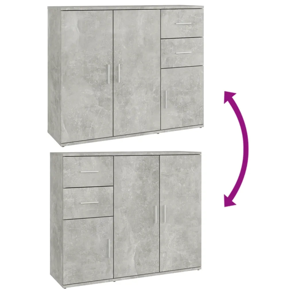 Credenza | Madia | Buffet da pranzo | Armadio da pranzo Grigio Cemento 91x29,5x75 cm in Legno Multistrato
