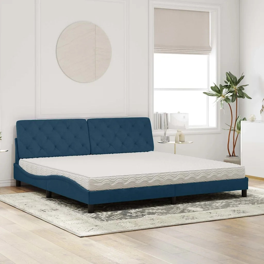 Letto con Materasso Blu 200x200 cm Velluto