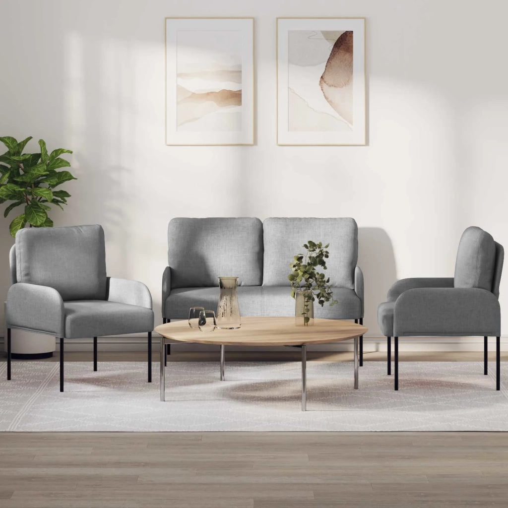 Set Divano | Divano da soggiorno | Sofa con cuscino 3 pz Grigio chiaro 115 x 56 x 80 cm