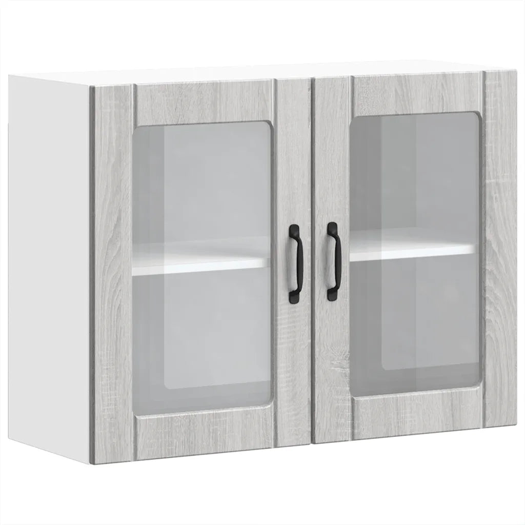 Pensile da Cucina con Porta in Vetro Lucca Grigio Sonoma 853853