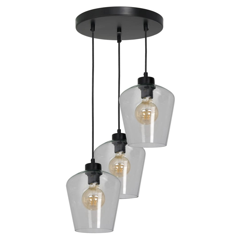 Lampadario sospeso Santiago Milagro 3xE27 60W nero
