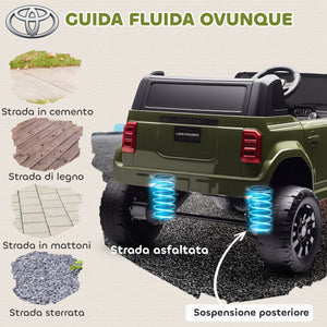 Macchina Elettrica per Bambini Toyota Land Cruiser 12V con Telecomando Età 3-6 Anni Verde