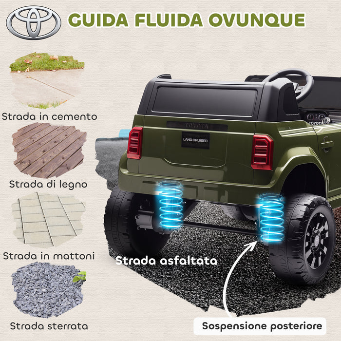 Macchina Elettrica per Bambini Toyota Land Cruiser 12V con Telecomando Età 3-6 Anni Verde