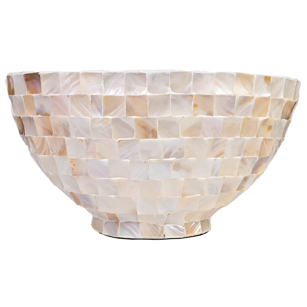 Fioriera in legno e madreperla beige 62x29x33h cm