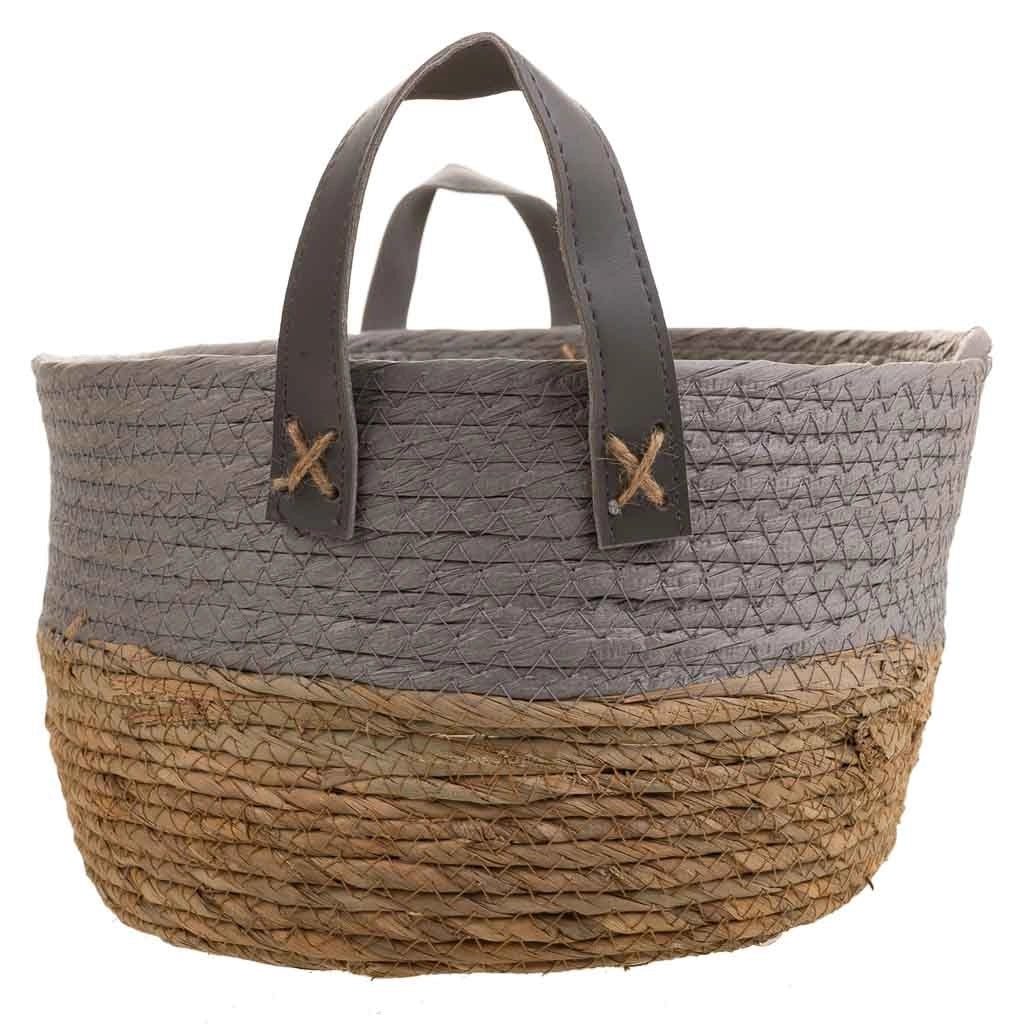 Cesto in corda intrecciata grigia 40x30x18h
