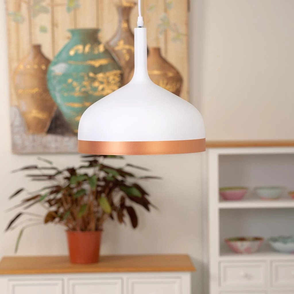 Lampada a sospensione in metallo bianco 30x30x35h