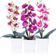 Tre pezzi di fiori artificiali di orchidea, 30 cm, fiori artificiali in vaso, fiori artificiali veri per sala e ufficio, decorazione