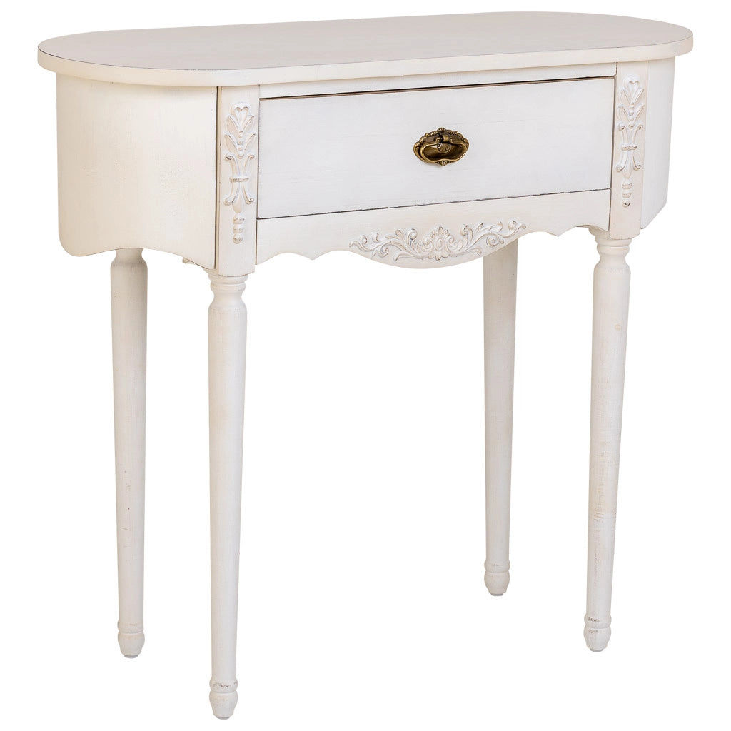 Console in legno laccato bianco invecchiato 88x36x80h cm