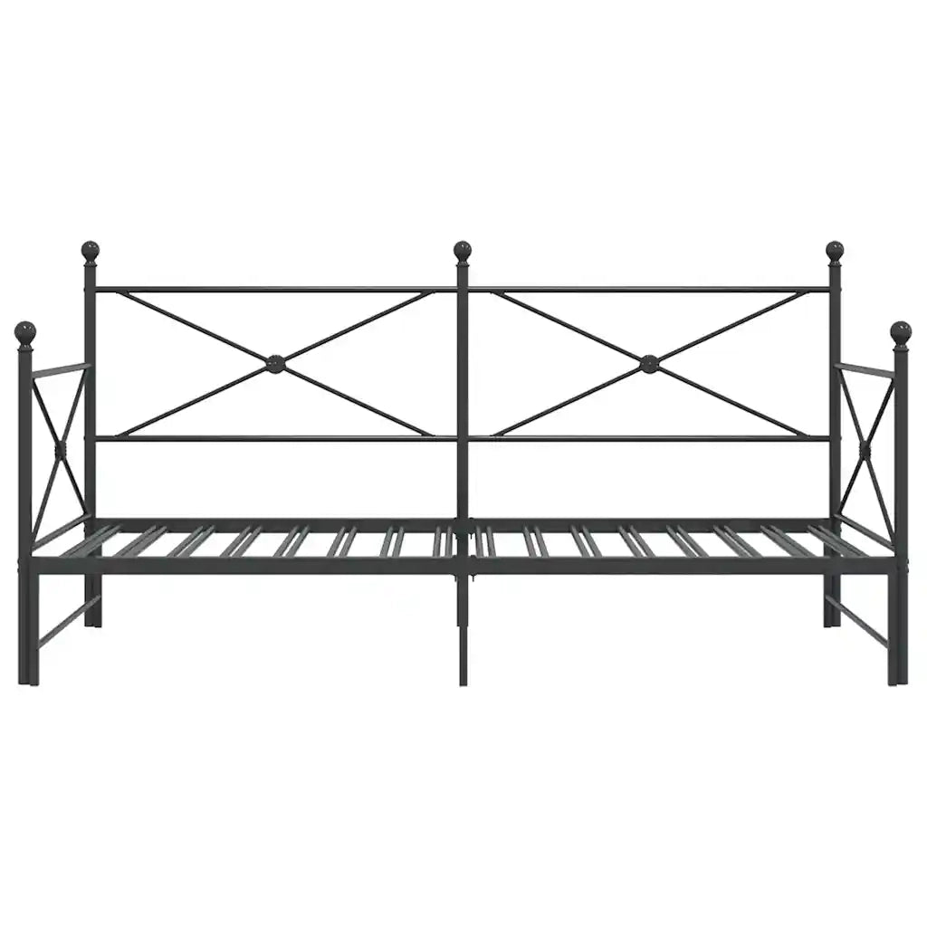 Divano Letto Estraibile senza Materasso-Sofa Letto-Daybed Nero 100x200 cm Acciaio