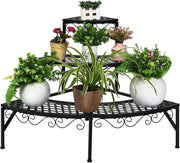 Scaffale Portafiori a 3 Ripiani, Porta Piante da Esterno e Interno a Scala, Scaffale Porta Vasi di Metallo per Balcone, Soggiorno e Giardino, 59 x 59 x 61 cm