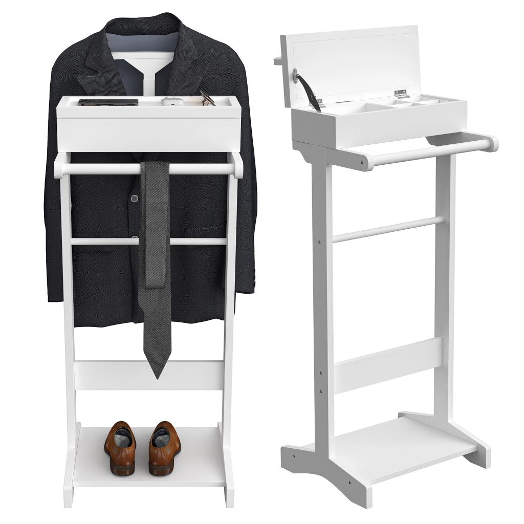 Appendiabiti verticale bianco con cassetto e organizer, struttura leggera in MDF