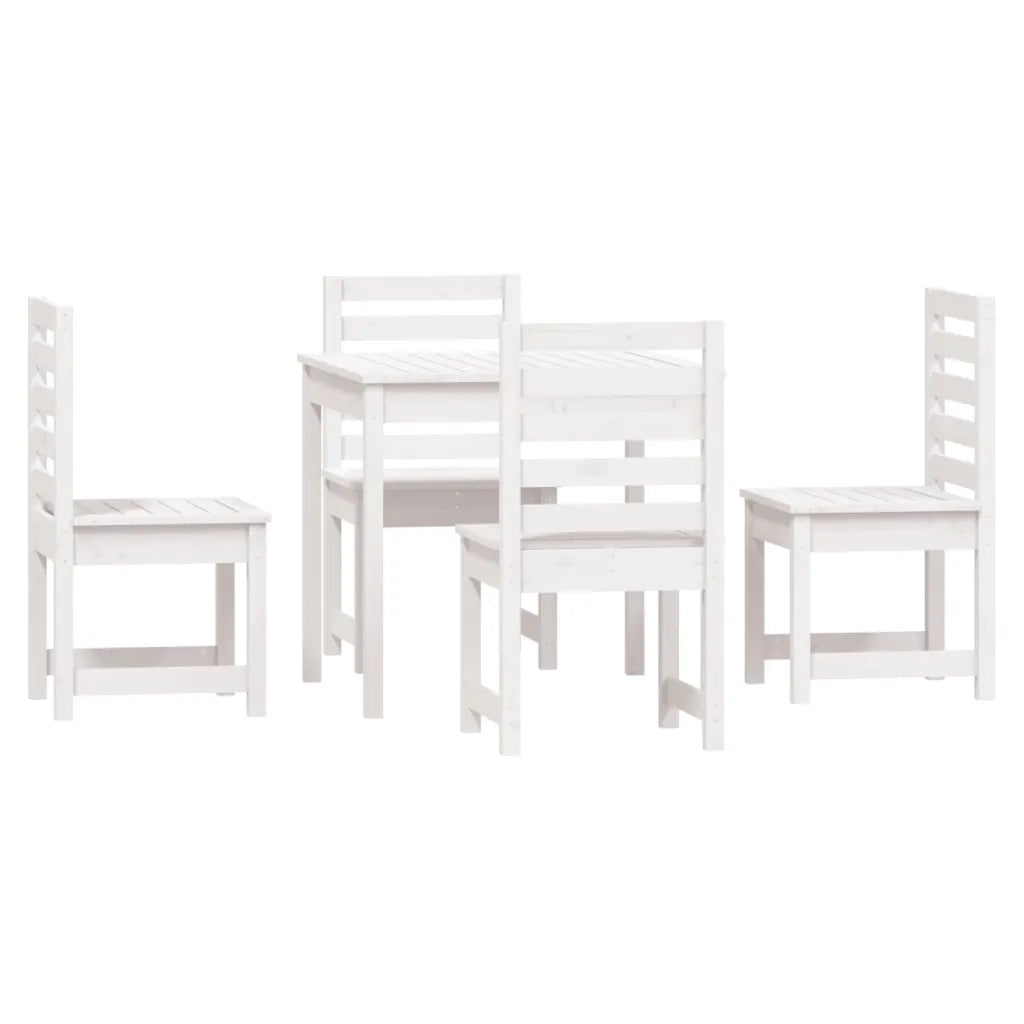 Set da Pranzo per Giardino 5pz Bianco in Legno Massello di Pino 3154678