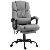 Poltrona Massaggiante e Reclinabile con Poggiapiedi, in Finta Pelle e Acciaio, 66x75x112-122 cm, Grigio