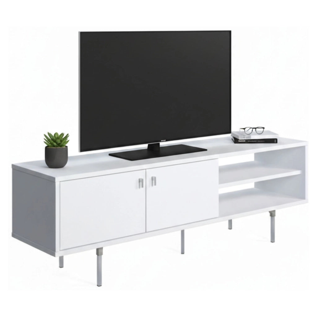 Militello, Mobile Porta tv un Ripiano, 140x35x45h cm Bianco